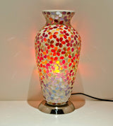 Red Flower Tile Mosaic Vase Lamp
