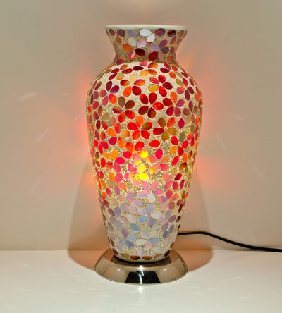 Red Flower Tile Mosaic Vase Lamp
