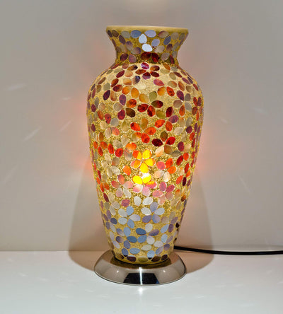 Orange Flower Tile Mosaic Vase Lamp
