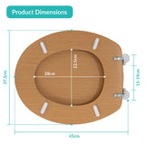 Antique pine-effect toilet seat with chrome hinges