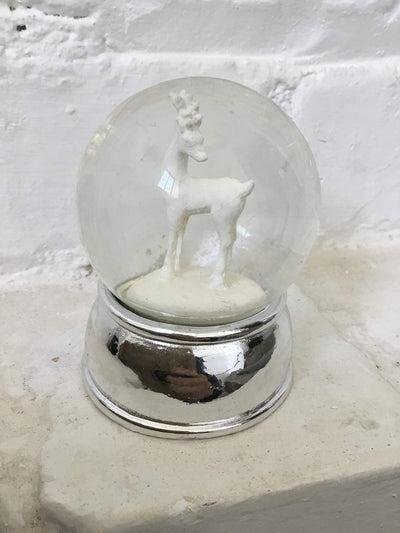 GiftLocalUK white reindeer snow globe