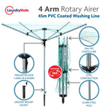 Laundry Mate white 40m four-arm rotary clothes airer