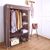 AROME PUR brown double canvas wardrobe with rail and shelves – 158cm