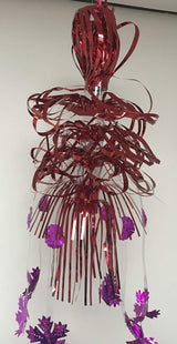 Red and purple foil Christmas cascade hanging decoration 55cm