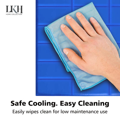 LKH Cooling Gel Mattress With Cooling Eye Mask Body Mat Cooling Pad Gel Cushion Cooling Reusable Cooling Get Mattress Toper For Night Sweats Absorbs & Dissipates Heat Increase Sleep Quality (90x60CM)