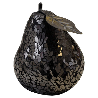 Febland Black Mosaic Glass Pear, Round