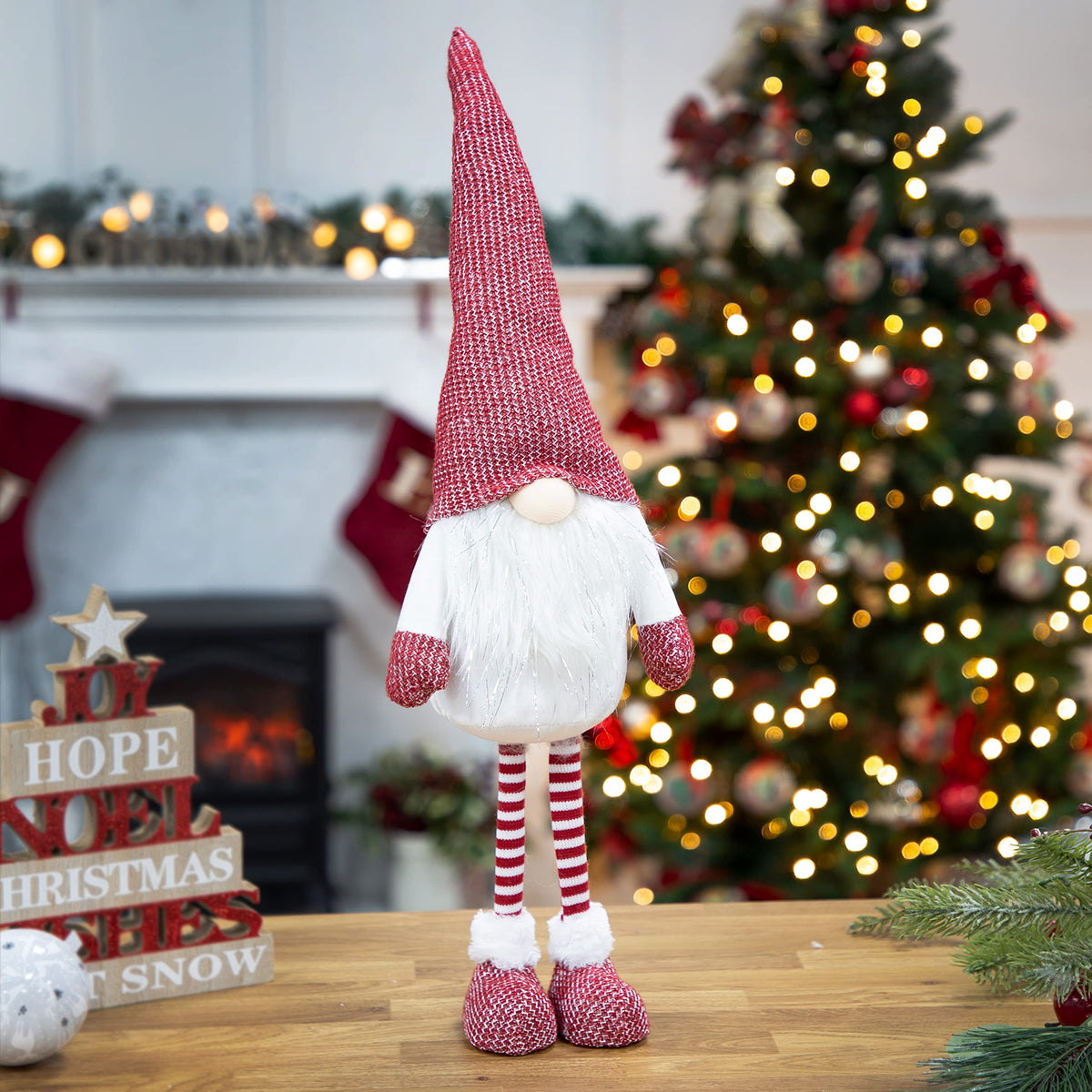 63cm red and white standing Christmas gonk gnome decoration