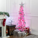 6ft pink pre-lit slim Christmas tree with 110 LEDs