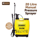 Garden pressure sprayer with four nozzle options