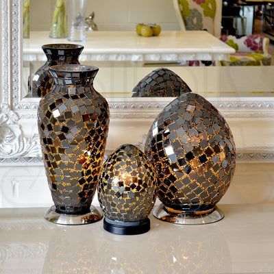Black Tile Mosaic Vase Lamp