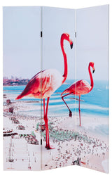 Pink flamingo folding room divider