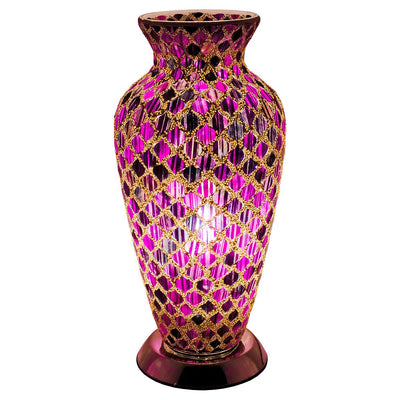 Febland Purple Tile Mosaic Glass Vase Lamp, 28 cm