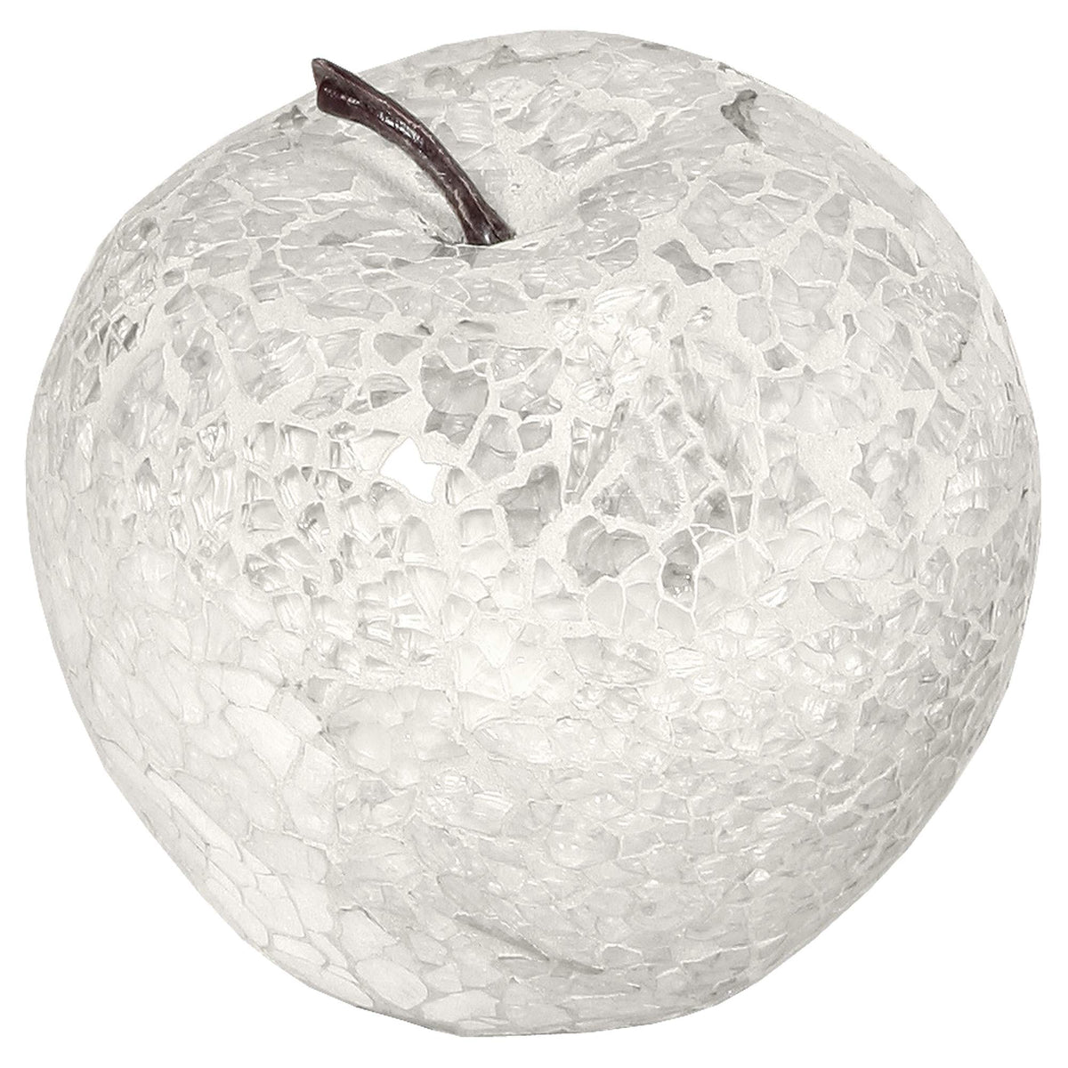 White mosaic glass apple ornament 9cm