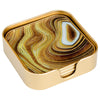 Febland Square Coaster-Sand Design-Set of 4, Gold, Small