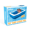 Benross 83400 Family Inflatable Rectangular Paddling Swimming Pool, 2.6m x 1.75m, Blue