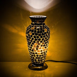 Black Tile Mosaic Glass Vase Lamp