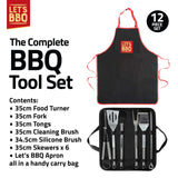 Let's BBQ 12-piece stainless steel barbecue tool set with carry bag