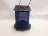 RUST EFFECT LANTERN WITH MESH SHADE - BLUE