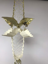 Cream and gold square foil Christmas garland ceiling decoration