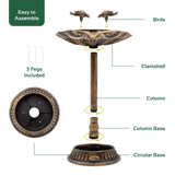 GardenKraft bronze-effect clam shell bird bath with built-in planter, 66cm