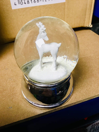 GiftLocalUK white reindeer snow globe