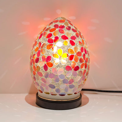 Febland Mini Red Flower Tile Mosaic Egg Lamp