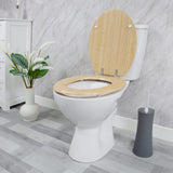 Anika 92439 Pine Effect Toilet Seat Anti Bacterial Coating Chrome Hinges, 43cm x 37.5cm