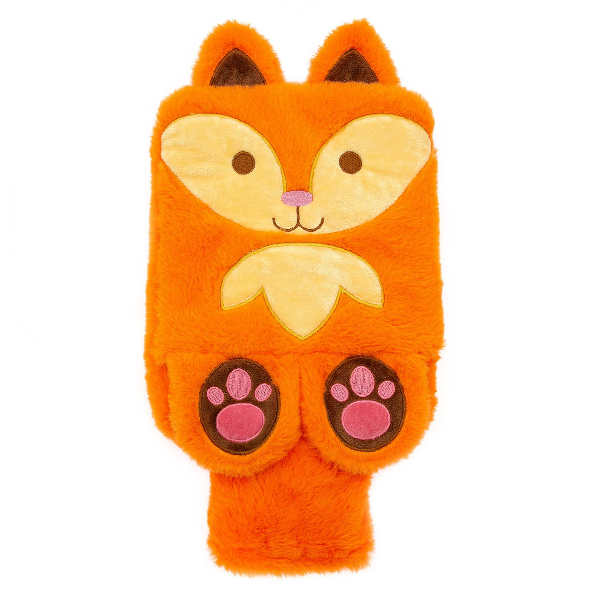 Night Owl fox plush 2 litre hot water bottle with hand-warming pouch