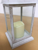 GardenKraft 30cm rustic white LED flickering candle lantern