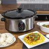 Quest 35270 Slow Cooker / 3.5 Litres/Compact Stainless Steel / 200W / 3 Temperature Settings/Transparent Toughened Glass Lid/Dishwasher Safe