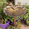 Gardenkraft 17390 Bird Bath with Built-In Base Planter/Bronze Effect Clam Shell Design/Weatherproof Garden Feature/Easy To Assemble / 66cm x 39cm