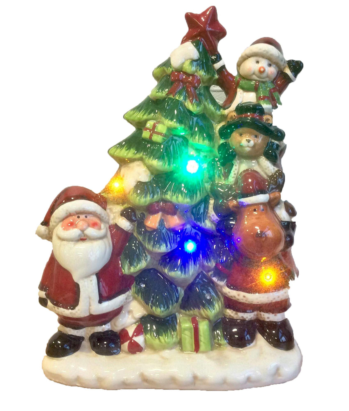 Musical light-up Santa and Christmas tree ceramic decoration