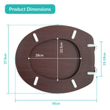 Mahogany-effect toilet seat with chrome hinges