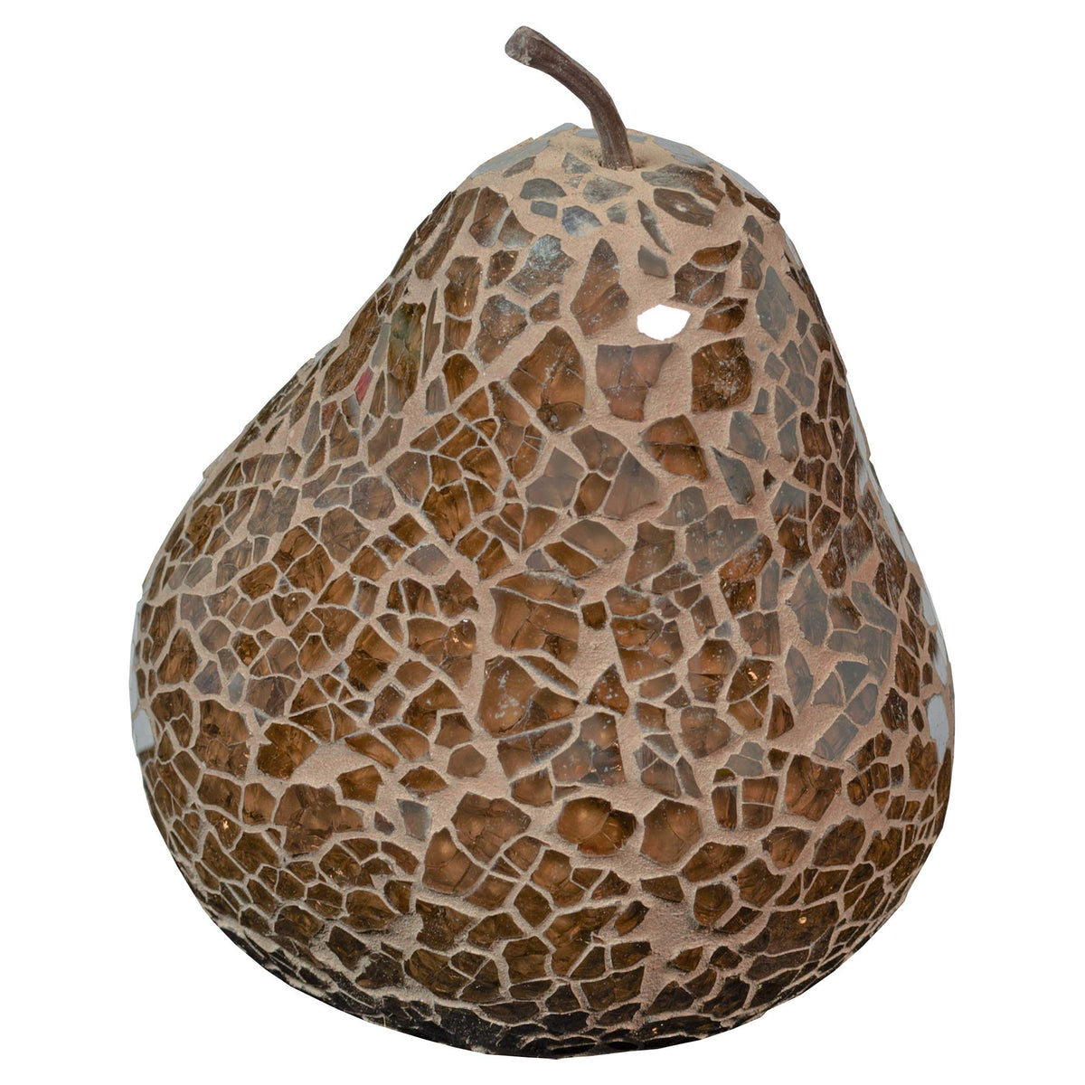 Brown mosaic glass pear ornament 11cm