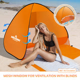 Milestone beach tent with guy ropes and heavy-duty pegs