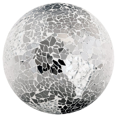 Febland Six Small Mirrored Mosaic Glass Balls, 8 x 8 x 8 cm