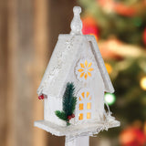 70cm white wooden LED Christmas treehouse decoration