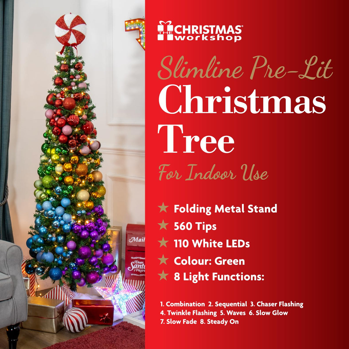 6ft green Christmas tree with 110 bright white LEDs