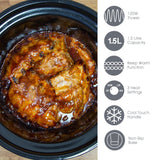 Quest 1.5L stainless steel slow cooker, 120W