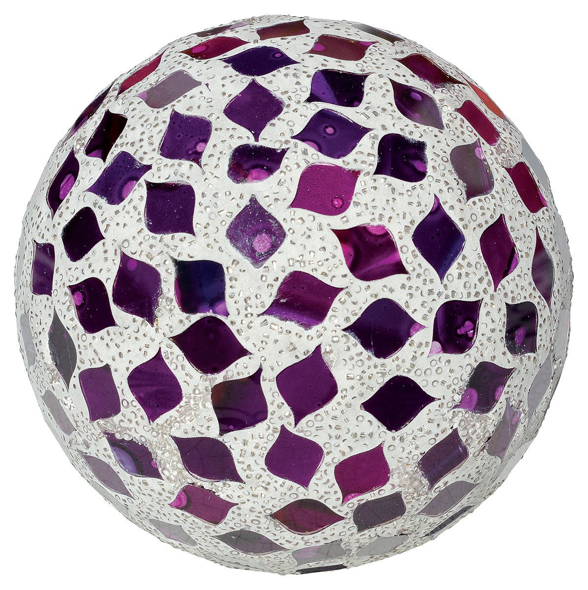 Large purple mirrored mosaic decorative ball 12.5cm