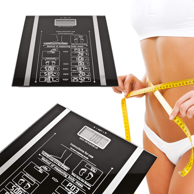 Bauer Professional 92060 Digital Body Fat Analyser / Max 150KG Weighing Scale with Memory / 10 Profiles / Anti-Slip Tempered Glass