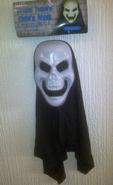 Children's glow-in-the-dark skeleton mask with black hood