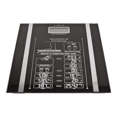 Bauer Professional 92060 Digital Body Fat Analyser / Max 150KG Weighing Scale with Memory / 10 Profiles / Anti-Slip Tempered Glass