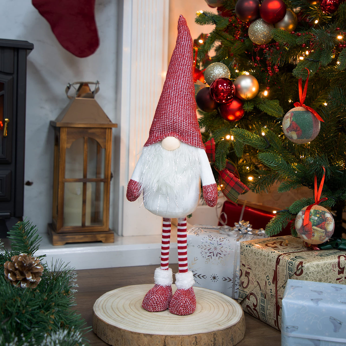 63cm red and white standing Christmas gonk gnome decoration