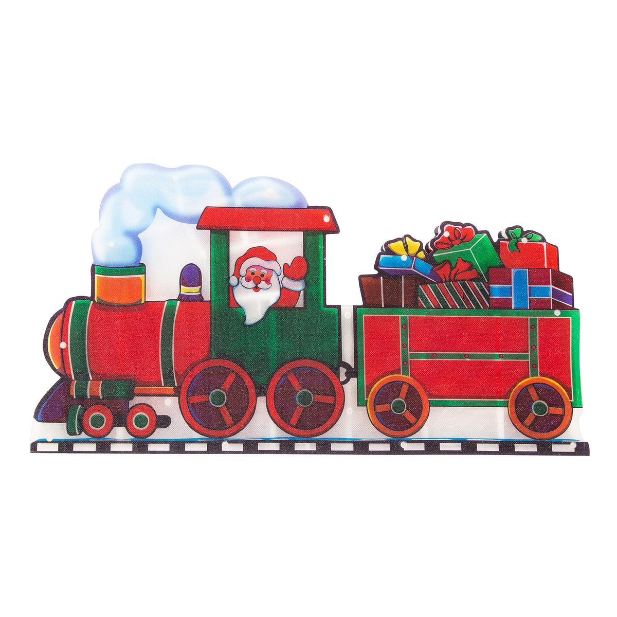 Santa train Christmas window light with 20 white LEDs