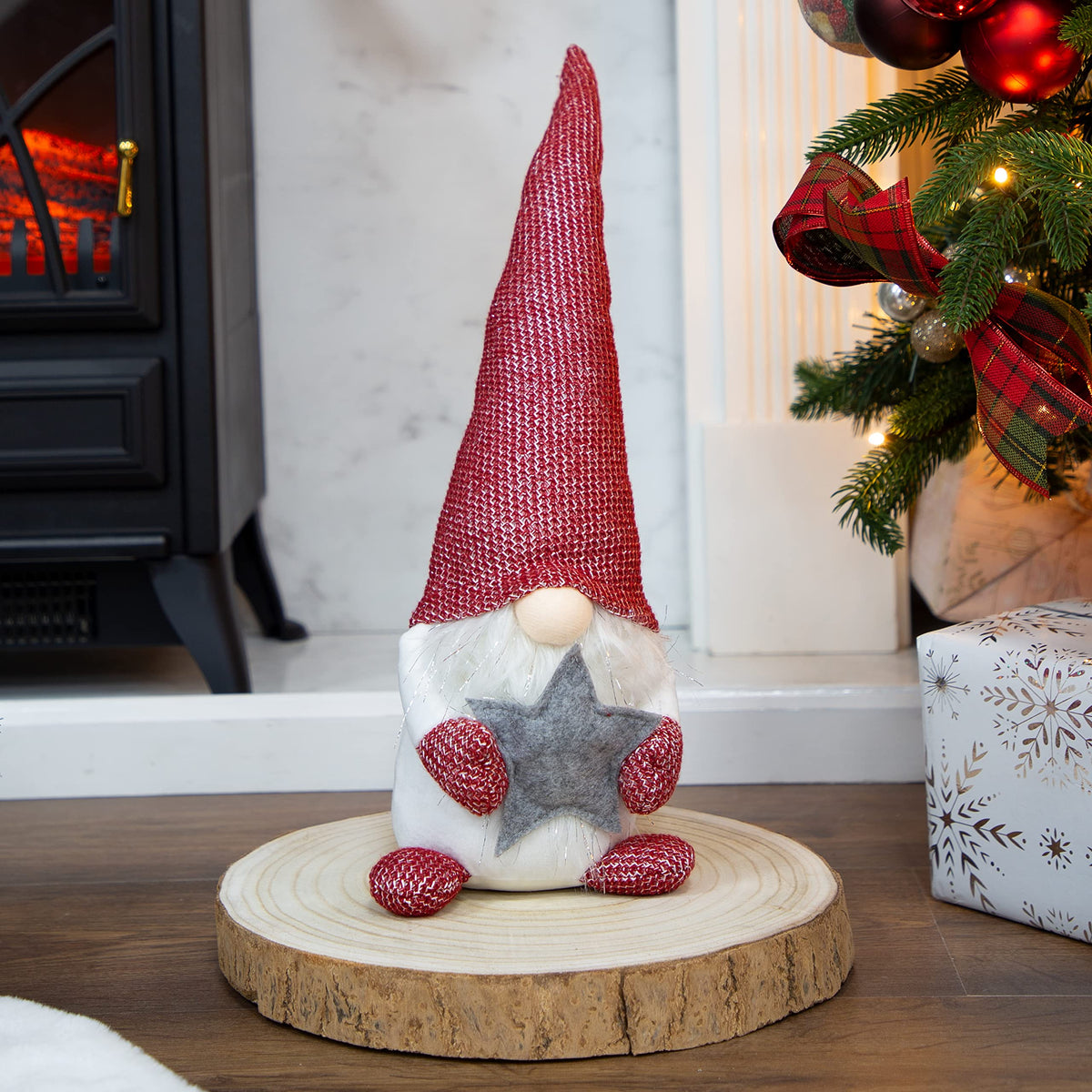 45cm red and white seated Christmas gonk gnome decoration