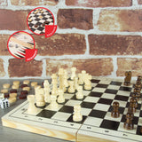 Global Gizmos wooden 3-in-1 chess draughts and backgammon game set