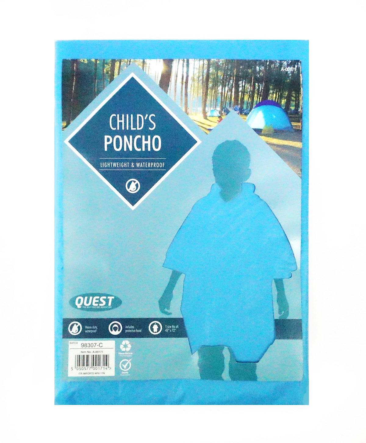 Stalwart blue children's waterproof rain poncho