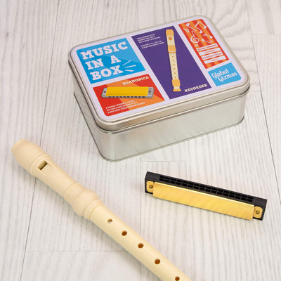 Global Gizmos 56070 Music in A Box Set | Including Recorder and Harmonica | Travel Size | Kids Entertainment | Christmas/Birthdays/School Holidays, Various