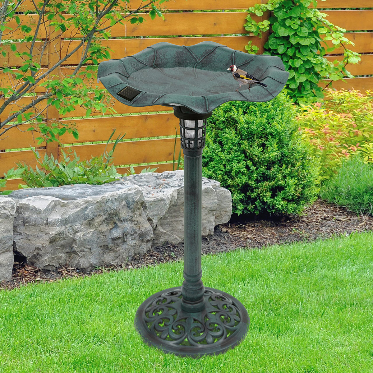 80cm GardenKraft bird bath with solar lighting